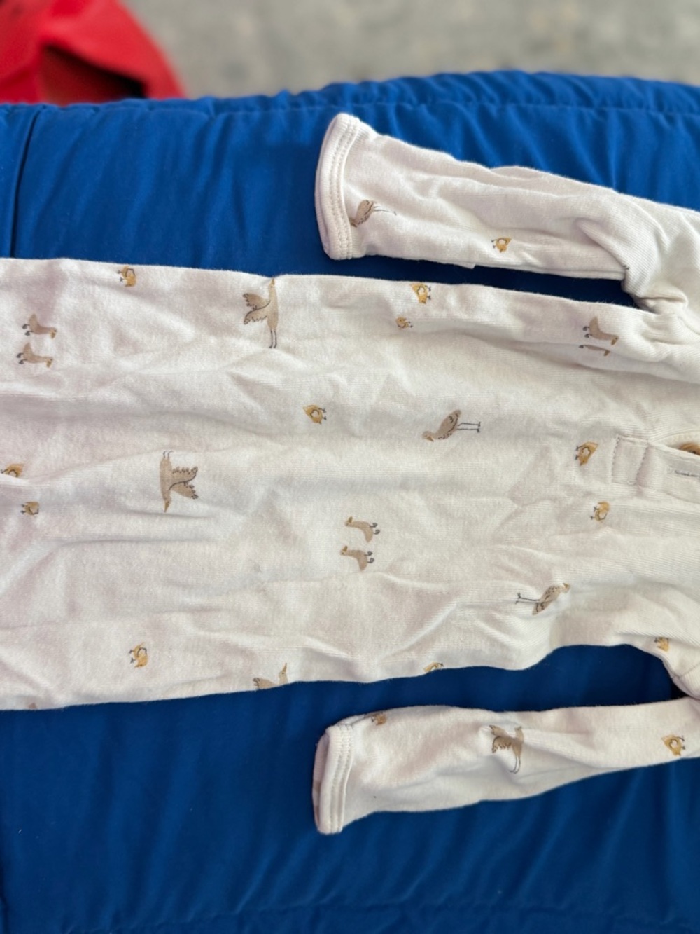 Carter's Cream Long-Sleeve Baby One-Piece Gown with Subtle Bird Accent